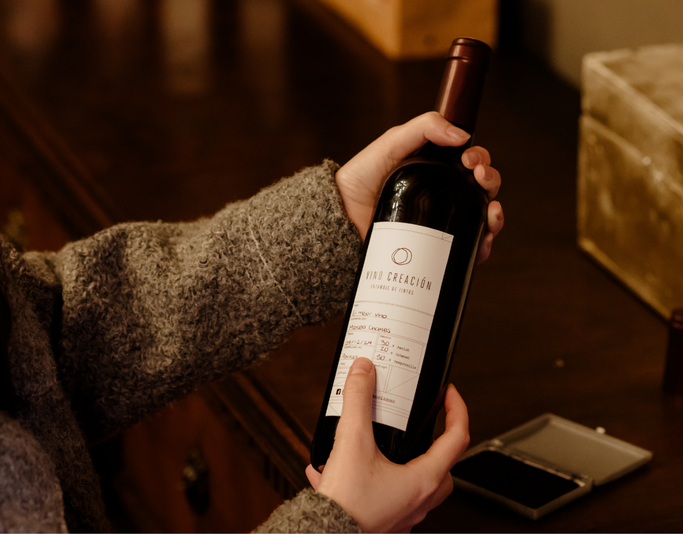 Botella de vino tinto producido en el Valle de Parras por Las Pudencianas